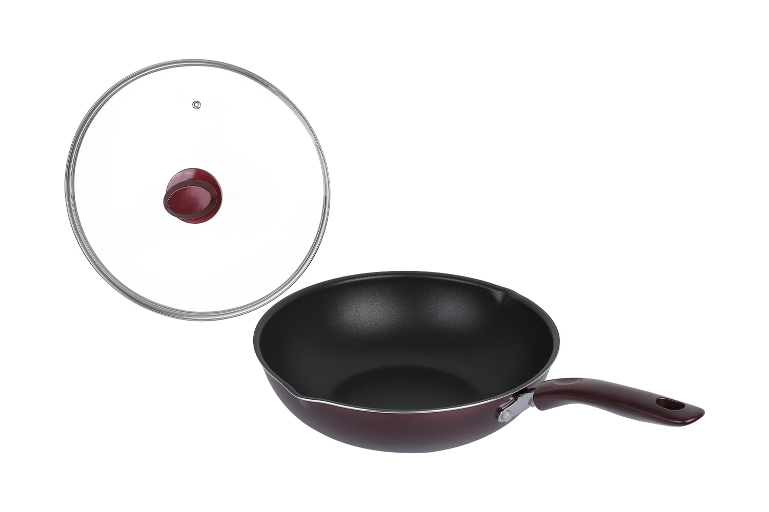 CLB3031D Wok-কাচের ঢাকনা সহ 30 wok, ফ্লেমিং ওয়াক, নন-স্টিক wok